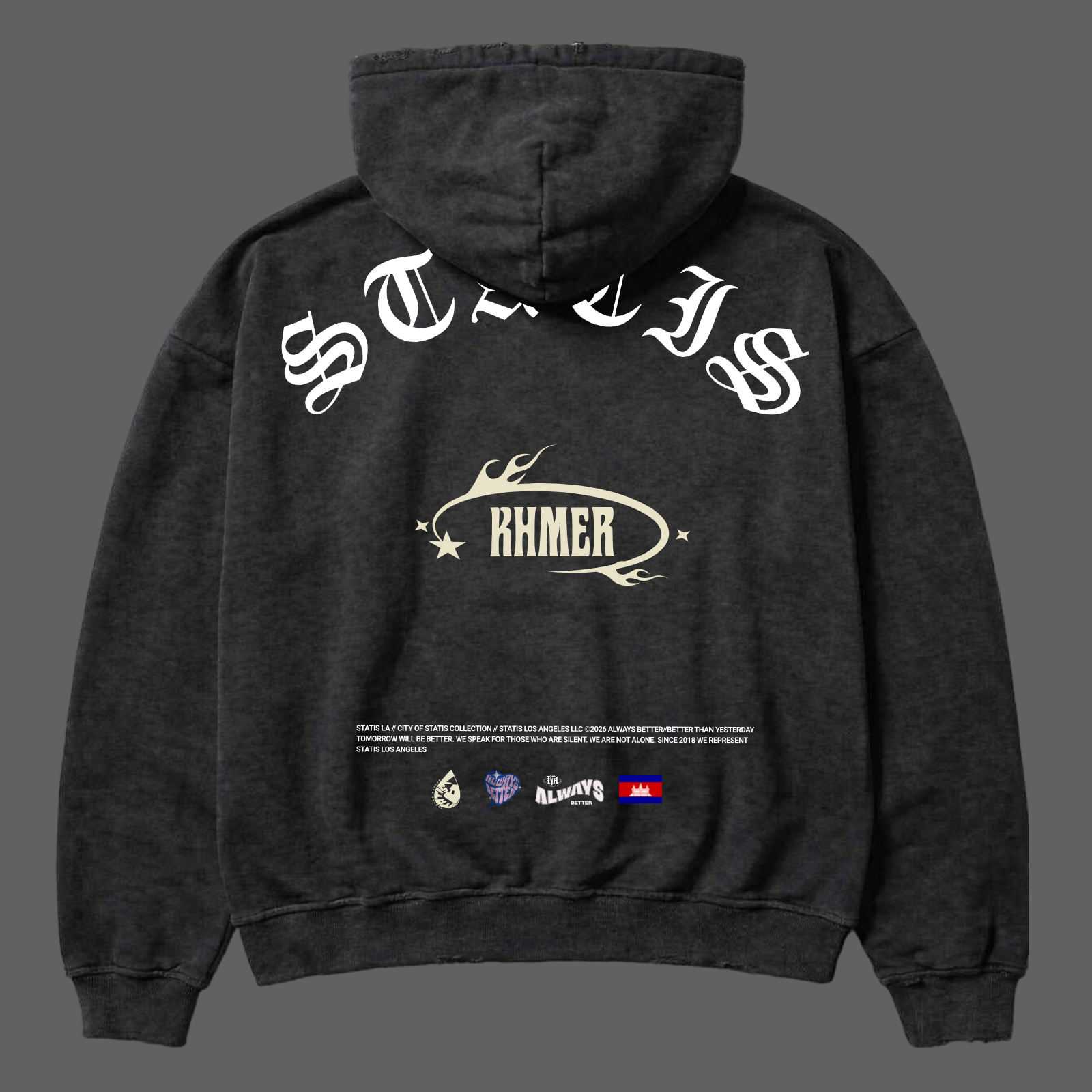 Khmer Boxy Cropped distressed Zip up (PREORDER)