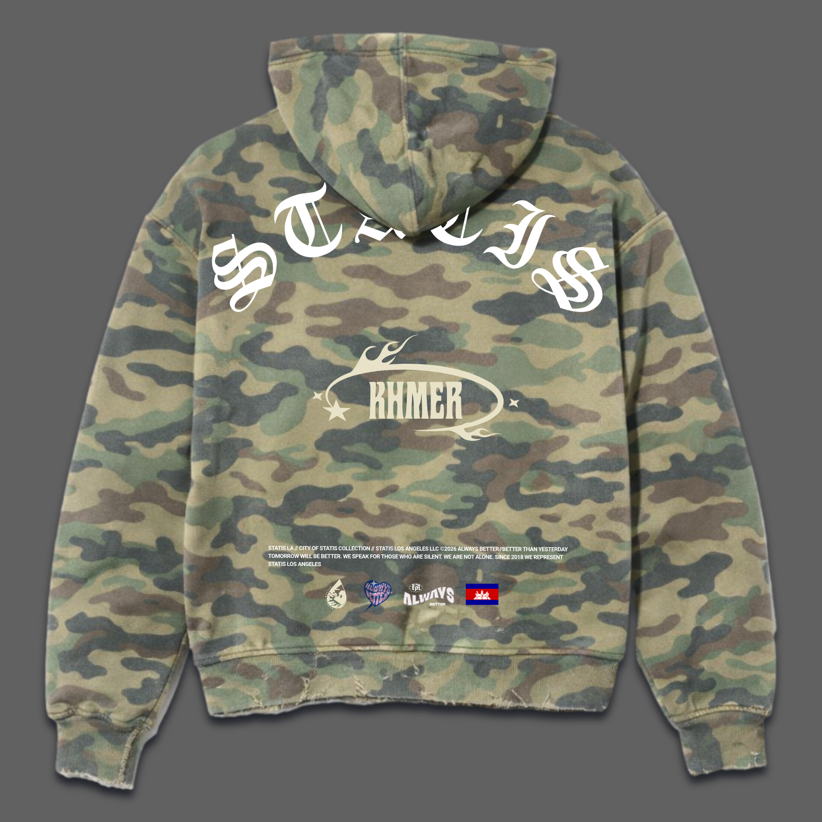 Khmer Boxy Cropped distressed Zip up (PREORDER)